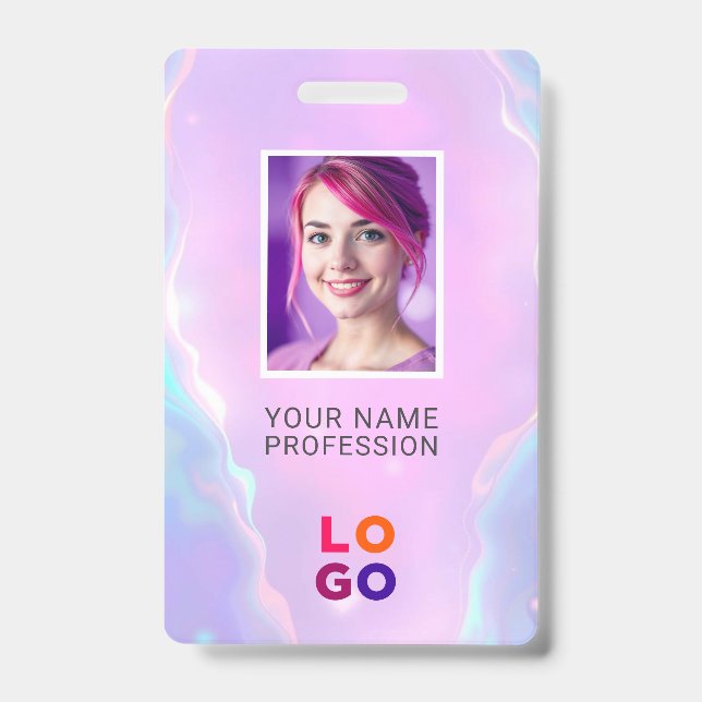 Badge Logo d'entreprise Lumina Opal, Photo, Code Qr, Nom (Avant)