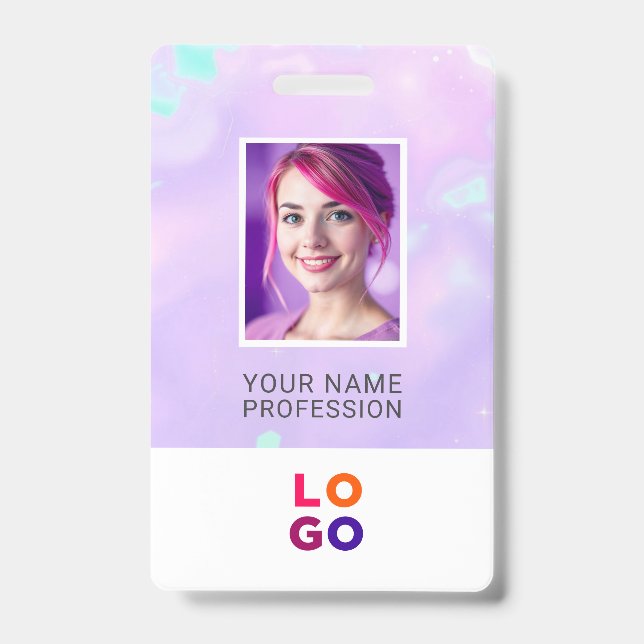 Badge Logo d'entreprise Lumina Opal, Photo, Code Qr, Nom (Avant)