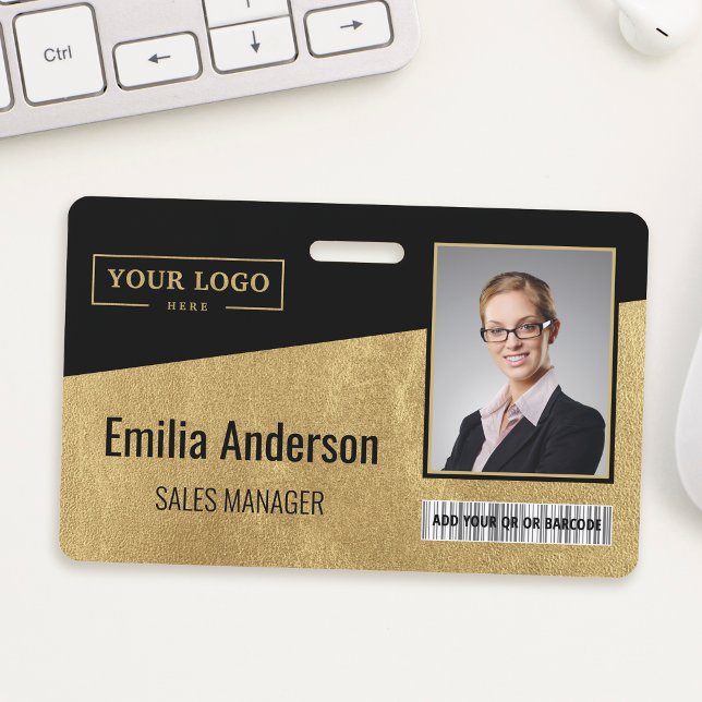 Badge Logo d'entreprise personnalisé Code à barres Photo (Créateur téléchargé)