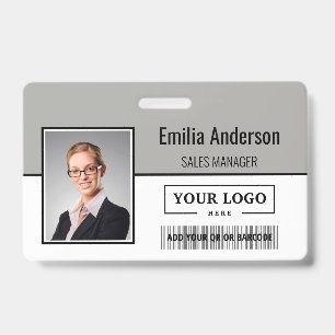 Badge Logo d'entreprise personnalisé Code-barres Photo d