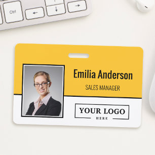 Badge Logo d'entreprise personnalisé Code-barres Photo d