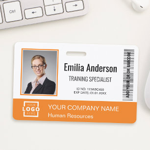Badge Logo d'entreprise personnalisé Code-barres Photo d