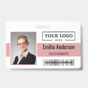 Badge Logo d'entreprise personnalisé Code-barres Photo d
