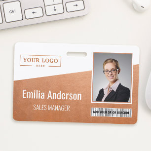 Badge Logo d'entreprise personnalisé Code-barres Photo E