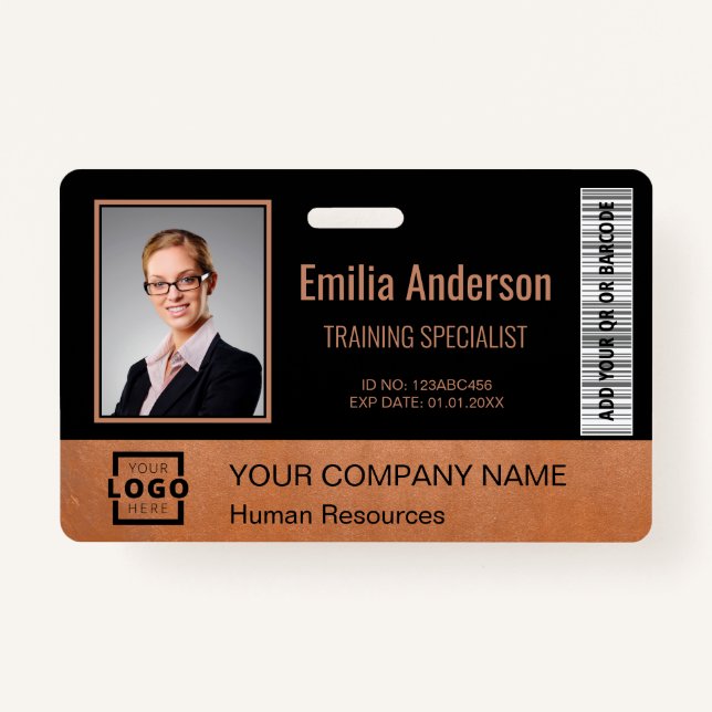 Badge Logo d'entreprise personnalisé Copeur photo employ (Devant)