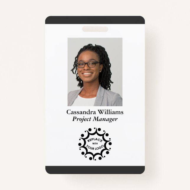 Badge Logo d'entreprise personnalisé et photo employé gr (Devant)