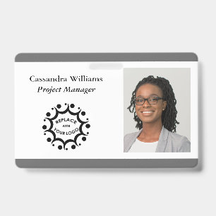 Badge Logo d'entreprise personnalisé & photo de tête gri