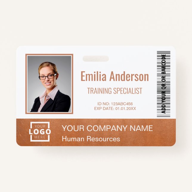 Badge Logo d'entreprise personnalisé Rose photo d'employ (Devant)