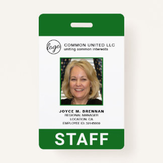Badge Logo d'entreprise vert personnalisé - ID photo emp