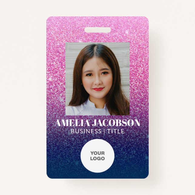 Badge Logo d'ID photo de l'employé de Parties scintillan (Devant)