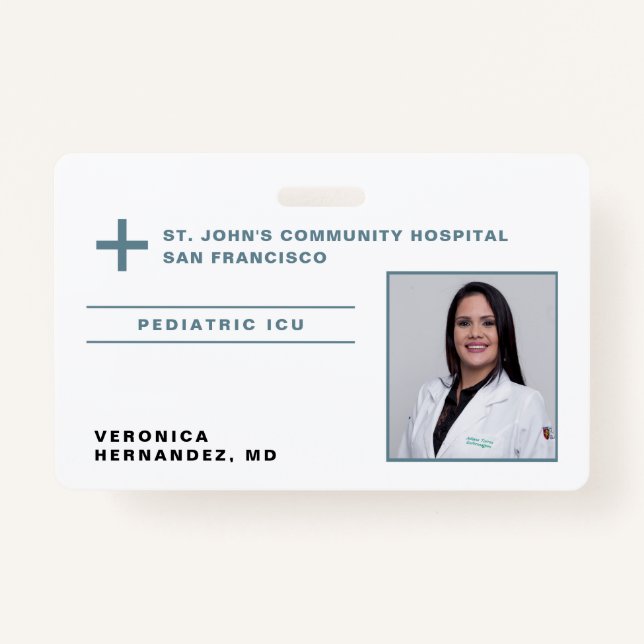 Badge Logo du médecin Médicale de l'hôpital Blue Grey ID (Devant)
