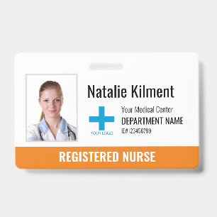 Badge Logo du nom de la photo de l'employé de l'hôpital 