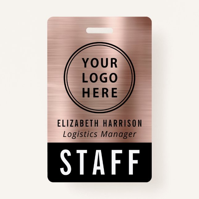 Badge Logo Événement Personnel Employé Rose Gold Identif (Devant)