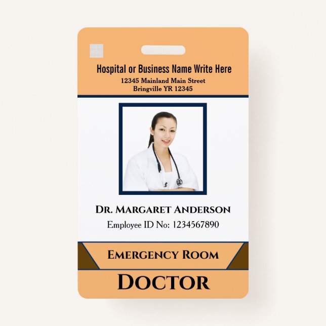 Badge Logo Médicale de l'hôpital photo de l'employé pers (Devant)