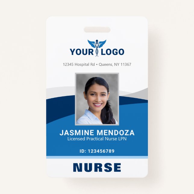 Badge Logo moderne Modèle Employé Nom photo Infirmière I (Devant)