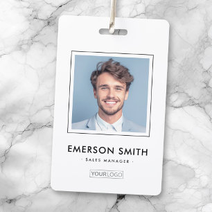 Badge Logo personnalisé et photo blanche nom de l'employ