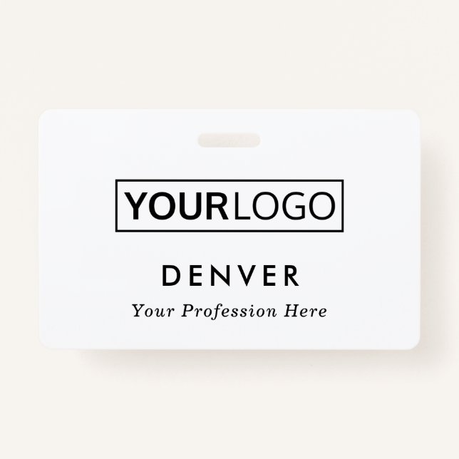 Badge Logo personnalisé nom de l'employé titre blanc (Devant)