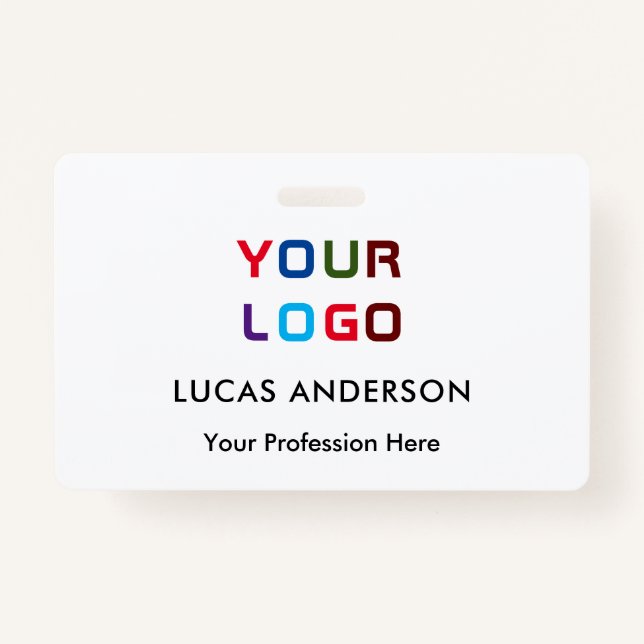 Badge Logo personnalisé nom de l'employé titre blanc ID  (Devant)