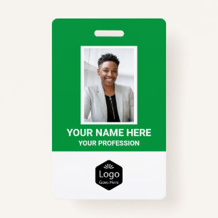 Badge Logo personnalisé Photo de l'employé Vert personna