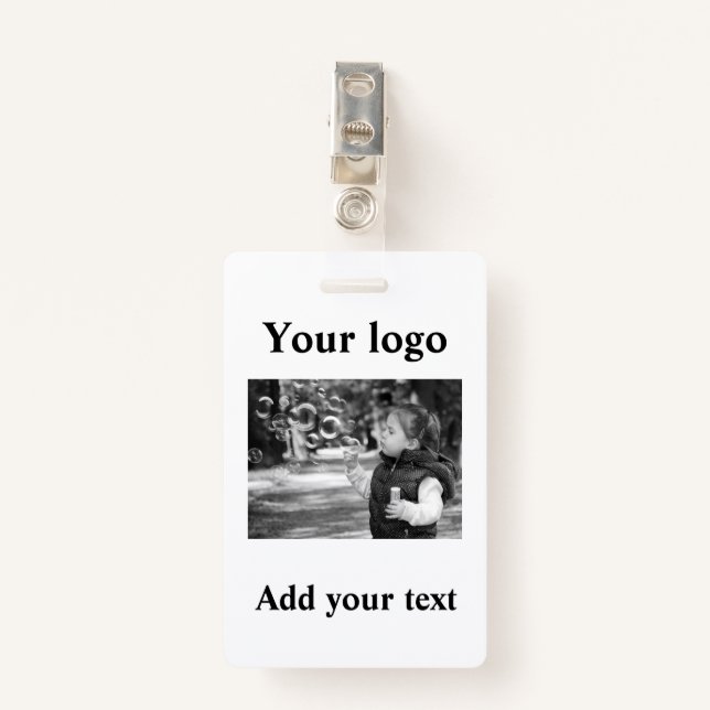 Badge Logo personnalisé simple et élégant ici société ph (Devant avec clip)