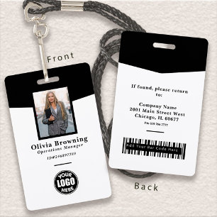 Badge Logo photo Black & White ID & Barcode Professionne