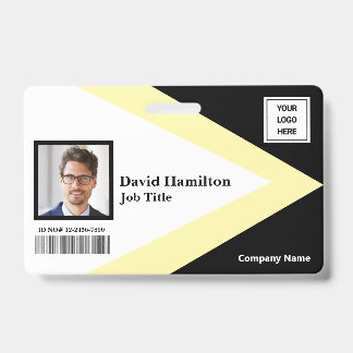 Badge Logo photo code-barres noir blanc jaune géométriqu