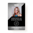 Logo photo de l'employé en métal brossé Code à bar