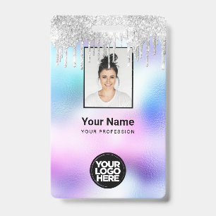 Badge Logo photo de l'employé - Parties scintillant holo