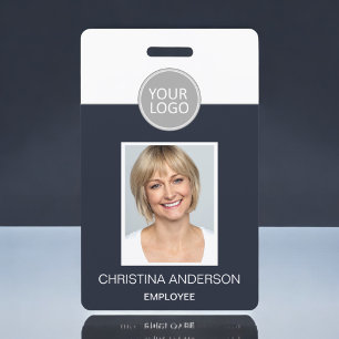 Badge Logo photo d'identité de l'employé bleu marine Tra
