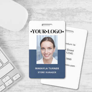 Badge Logo Photo Employé Bleu
