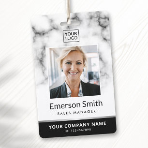 Badge Logo photo marbre blanc moderne employé