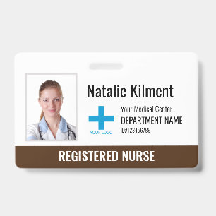 Badge Logo Photo Nom de l'employé de l'hôpital Marron et