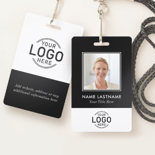 Badge Logo Photo Personnalisé Moderne Style Blanc Noir