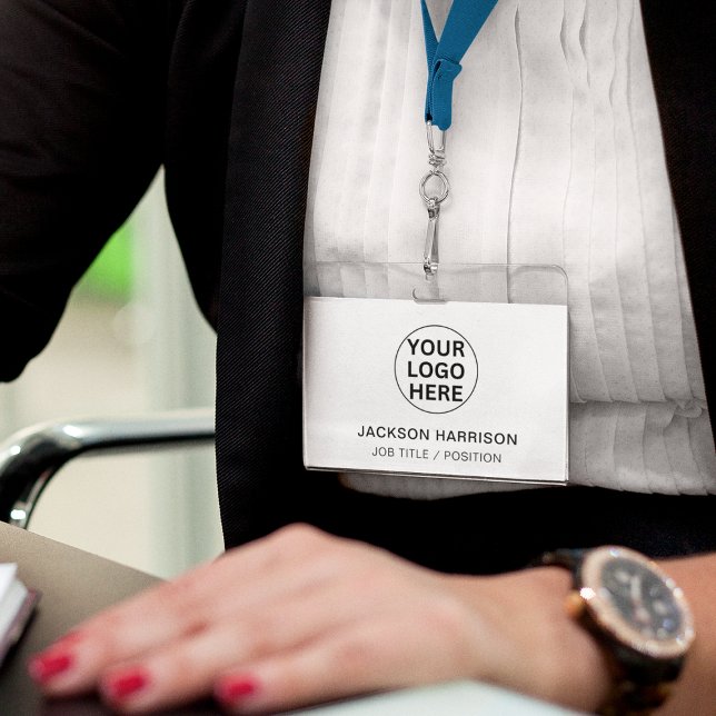 Badge Logo professionnel l ID employé blanc (Créateur téléchargé)