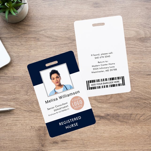 Badge Logo professionnel personnalisé et ID photo employ (Personalized Business Logo and Employee Photo ID Badge)
