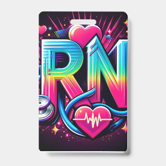 Badge Logo RN audacieux couleur néo Graphisme Infirmière