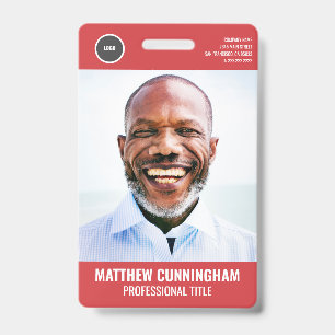 Badge Logo Rond Simple  Photo Nom de l'employé Code-barr