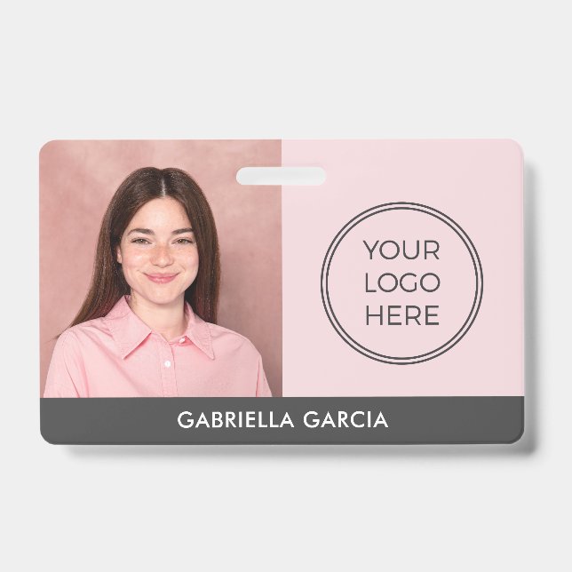 Badge Logo rose moderne ID employé (Avant)