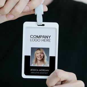 BADGE LOGO SOCIÉTÉ ID PHOTO EMPLOYÉ MINIMAL NOIR