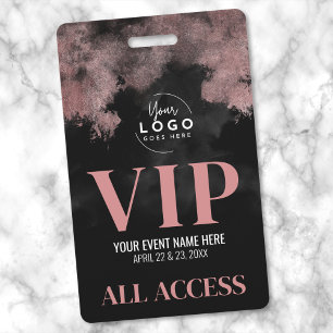 Badge Logo Tout Accès Rose Gold Noir Événement VIP