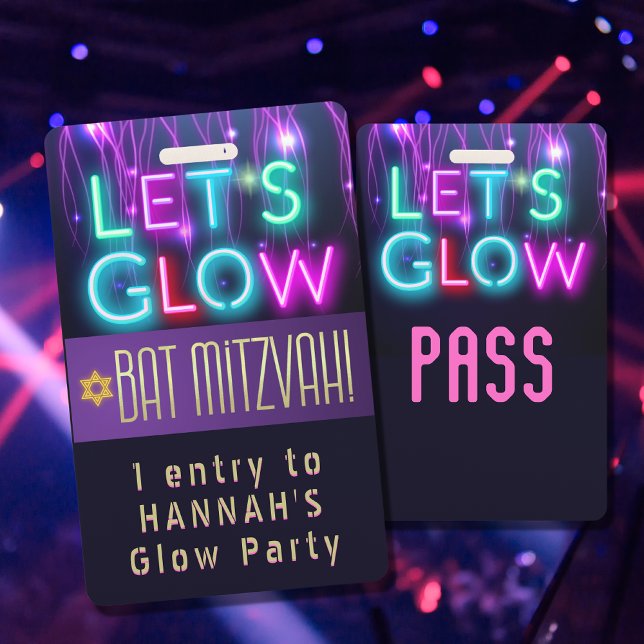 Badge Lumière de Bat Mitzvah Party VIP ID Party PASS PER (Créateur téléchargé)