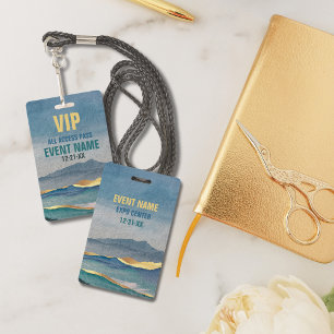 Badge Luxe Blue Gold Turquoise Paysage VIP All Access Pa