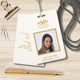 Badge Luxe Ivory Gold 3 Lettre Monogramme Logo Employé