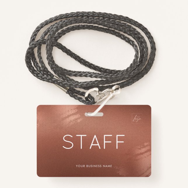 Badge Luxury Stylish Bronze Business Staff ID (Devant avec lanière)