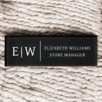 Badge Magnet Black Monogram Employee Name Tag