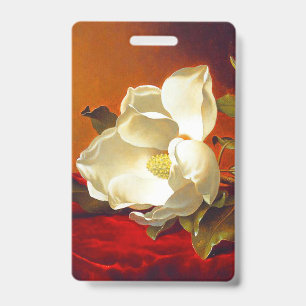 Badge Magnolia sur velours rouge Martin Johnson Heade