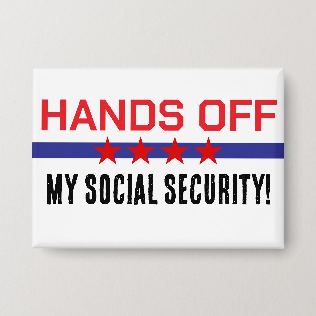 Badge Mains de ma sécurité sociale Rouge Blanc Bleu (Recto)