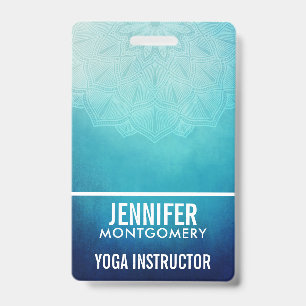 Badge Mandala Abstrait Bleu Joli