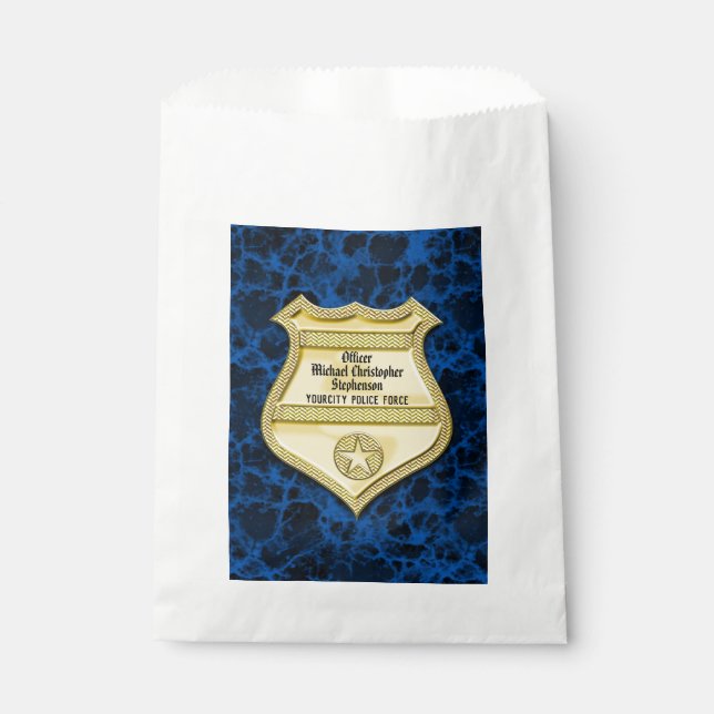 Badge Marble Police Graduation/Retirement Party Favour Bag (Front)