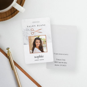 Badge Marbre et Rose Gold Hair Salon ID photo de l'emplo